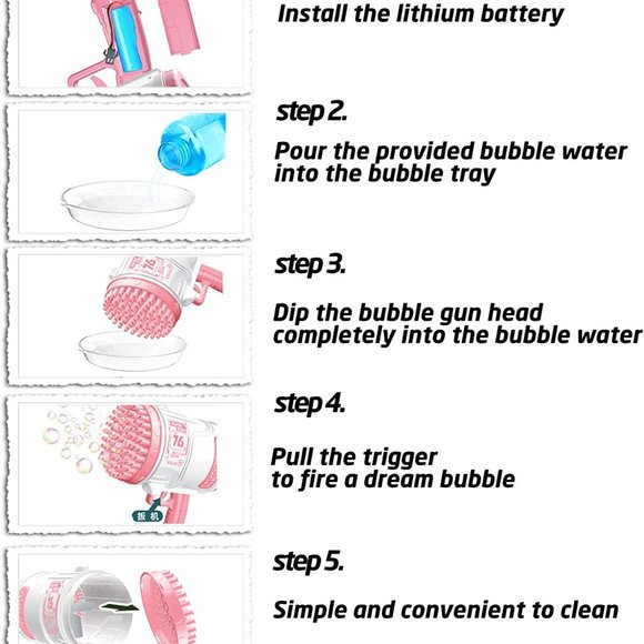 New Super Bubble Gun Machine Purple Ages 3+ Toy - Picture 4 of 6